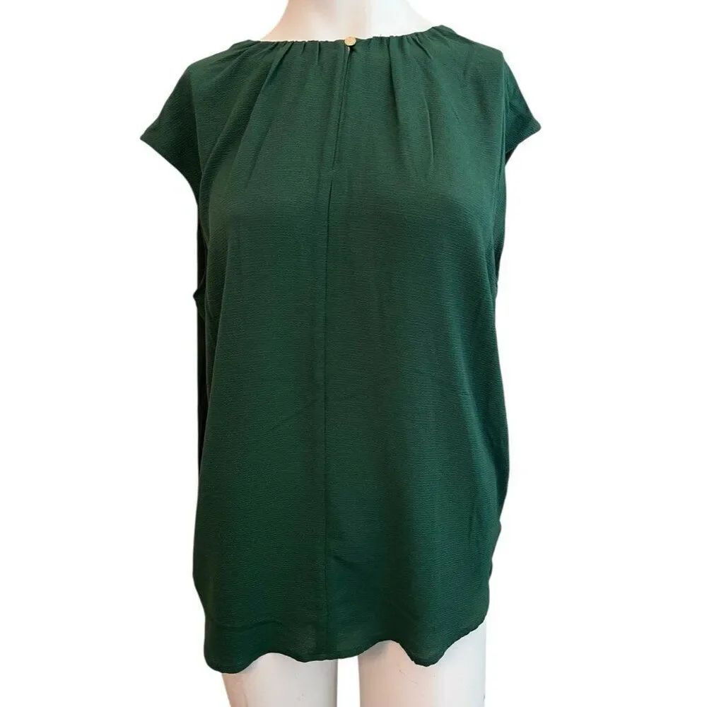 Michael Kors Medium Sleeveless High Neck Neck Emerald Green Blouse Pullover NWT